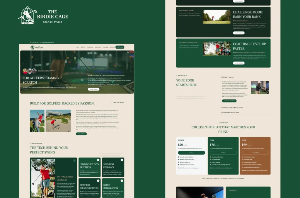 WordPress Website Development for Indoor Golf Sim Studio