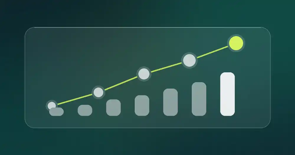 Glass panel with a rising path showing domain authority growth over time